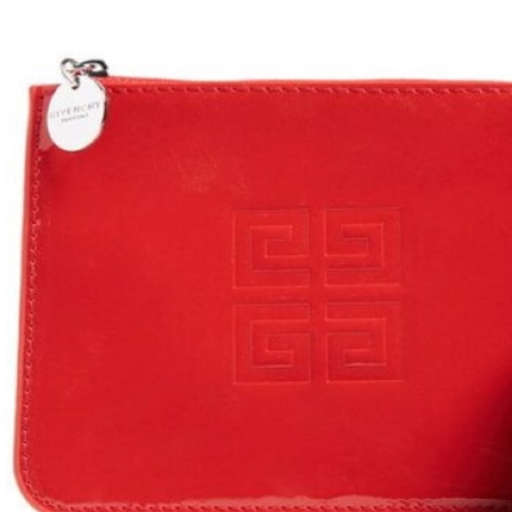 Givenchy Authentic Red Patent Zipper Pouch Clutch - Picture 1 of 4